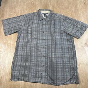Exofficio Shirt Mens 2XL Gray Plaid Short Sleeve Button Up Outdoor